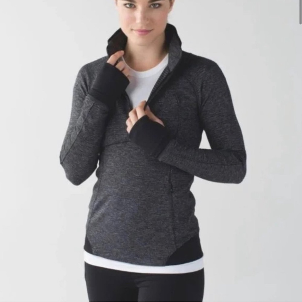 Lululemon Runderful 1/2 Zip Pullover Sweater Jacket Black Pique Size 8